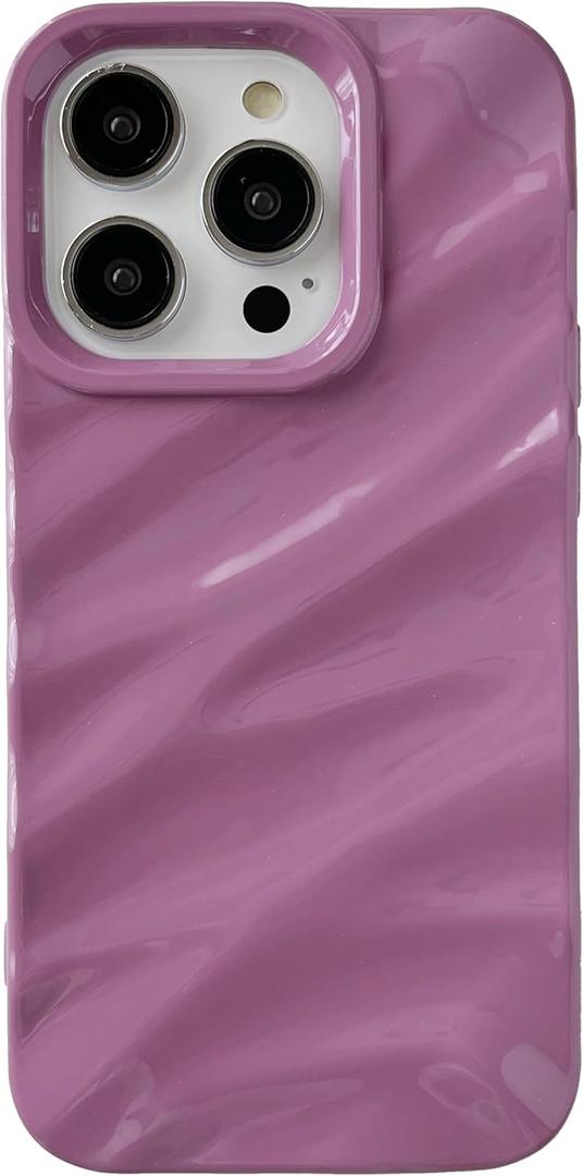 Caseative for iPhone 14 Pro Case,Water Ripple Pattern Curly Wave Shape Soft Phone Case (Purple)