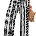 Angerella Womens Wide Leg Pants High Elastic Waist Adjustable Knot Casual Flowy Trousers Business Work Pants with Pockets (Black, L)
