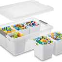 MACOPRO 17 QT Clear Storage Bins with Lids Plastic Box Multipurpose Stackable Storage Containers for Organizing Tool,Craft,Crayon,Marker Pen(White, 1Pack-6-in-1)