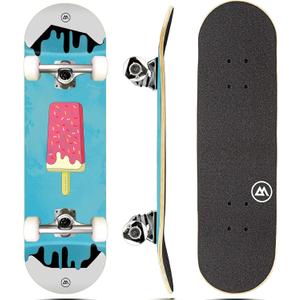 Magneto Complete Skateboard | 6-Layer Canadian Maple Double Kick Concave Deck | Beginners, and Teens