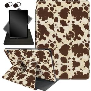 Case for Amazon Fire Max 11 (13th Generation, 2023 Release), 360 Degree Rotating Stand Cover with Auto Wake Sleep Case for Fire 11 Max Tablet,Brown Cow Print Pattern
