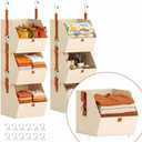 Hanging Closet Organizer 6 Tier Clothes Hanging Shelves Fabric Storage Bins Space Saving Closet System Collapsible Baskets for Sweater Handbags, Bedroom Rv Dorm Home Organization