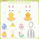 24 Pack Easter Cards for Kids, Easter Candy Holders with Plastic Domes, Cute Bunny Eggs Chick Gift Cards for Classroom Gifts Exchange Home Office Party Treats Favors
