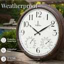 Outdoor Clocks for Patio Large Waterproof with Thermometer - 24 inch Indoor Outdoor Wall Clock with Temperature and Humidity Combo - Weatherproof, Accurate & Easy to Read for Pool, Garden & Home Decor