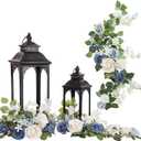 Ling's moment 6Pack 2ft Artificial Flowers Garland Dusty Blue & White Lantern Flower Centerpieces Wedding Aisle Decor Chair Flowers Arch Floral for Mantel Signs DIY Table Wall Window Cake Decoration