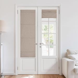 NICETOWN 100% Blackout Linen French Door Curtain for Door Window, Cordless No Drill Roman Shades with Magnetic Lift for Indoor Windows, No Tools Privacy Window Blind, Taupe, W 24 x L 72, 1 Panel