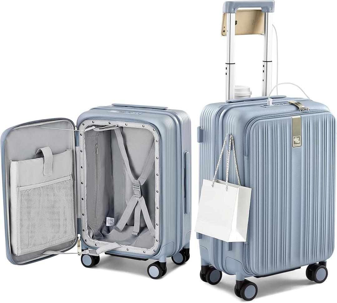 Hanke Top Opening 20" Carry On Luggage Expandable Hard Shell Grey, 20 Inch EXT