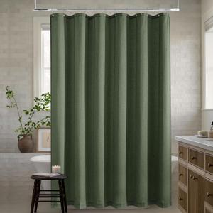 Olive Green 96 Inch Shower Curtain Linen Extra Long Shower Curtains for Bathroom Boho Farmhouse Green Water Repellent Extra Tall Drapes 72x96 Inches Long with Hooks 8 Ft