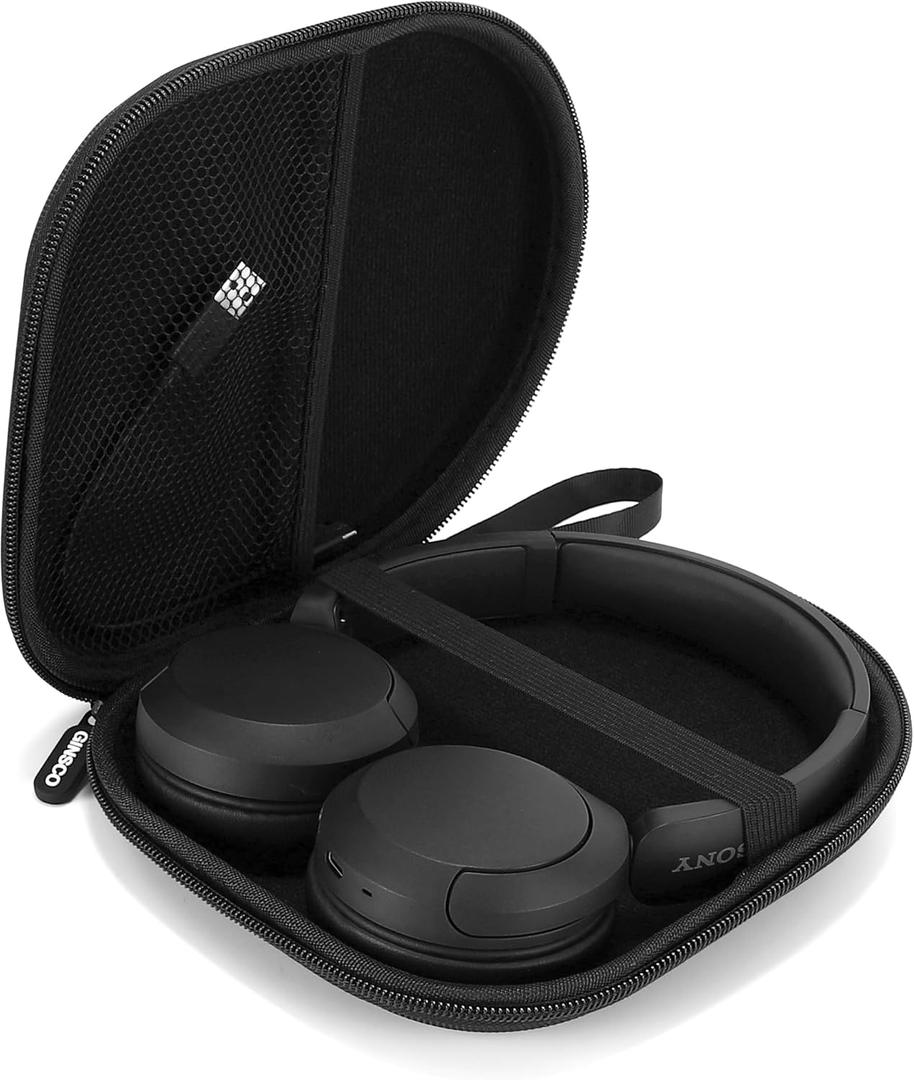 Ginsco Case Compatible with JBL Tune 510BT Bluetooth Headphones, with JBL Tune 520BT/670NC Live 460NC, with Sony WH-CH520/510, Portable Travel Carrying Headphone Case for On Ear Headphones (Black) (Black)
