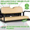 10L0L Universal Golf Cart Rear Seat Cushions for EZGO, Club Car, Yamaha | For 4-Passenger 2+2 Flip Rear Seats, Black Vinyl, Factory Style Replacement, Seat Bottom Cushion and Back Cushion Set, Beige
