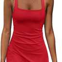 Nirovien Womens Tennis Dress with Built in Shorts Athletic Dresses Workout Dress Skort Dresses Golf Outfits (X-Small, Red)