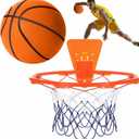 Silent Basketball and Hoop Set Soft Foam Indoor Basketball No Noise for Indoor Dribbling and Shooting Practice Ideal for Teens Adults (Size 7, Orange)