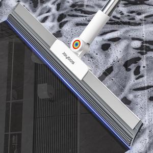 Rubber Squeegee Broom for Floor,Upgrade 62" Long Handle Window Squeegee, 2 Cleaning Cloths, Silicone Pet Hair Remover,Magic Squeegee Broom Removes Water Spots, Stains, Grease, and Glass Surfaces. (Large (3 in 1))