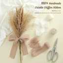 Pretty Jolly Crinkle Chiffon Ribbon for Flower Bouquet 2 Inch Beige Tulle Ribbon for Gift Wrapping Handmade Silk Ribbon 9 Yards Double Faced Ribbons for Crafts Hair Wedding Invitation Baby Shower