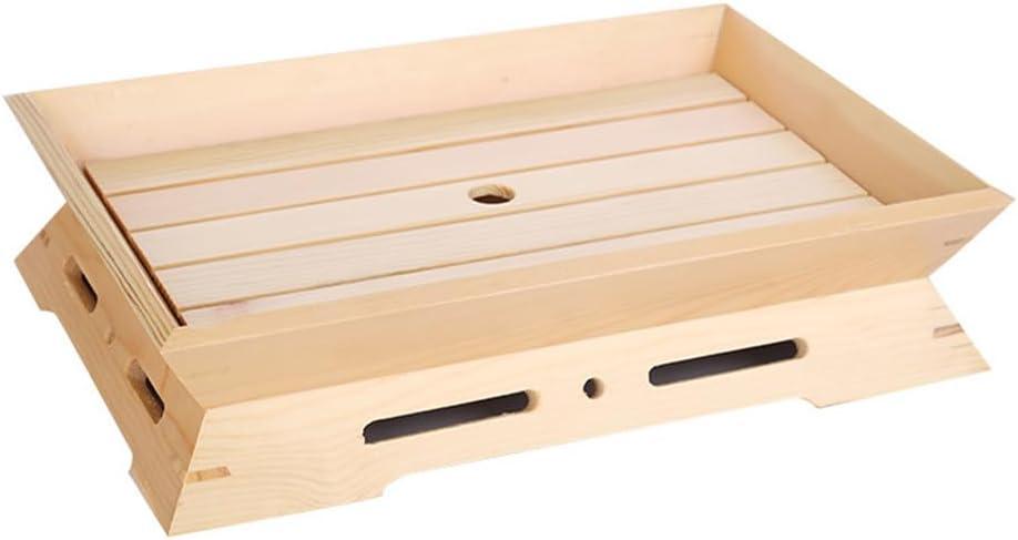 Luxshiny Wooden Sushi Boat Tray Japanese Style Sushi Dish Sashimi Plate, Multi-Functional Serving Platter for Sashimi, Kitchen Use, Easy to Clean, Food Safe 13.38x9.44x2.75 Inch