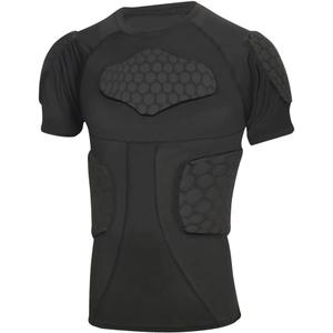 Padded Compression Shirt, Short Sleeve Football Protection Gear (Small)