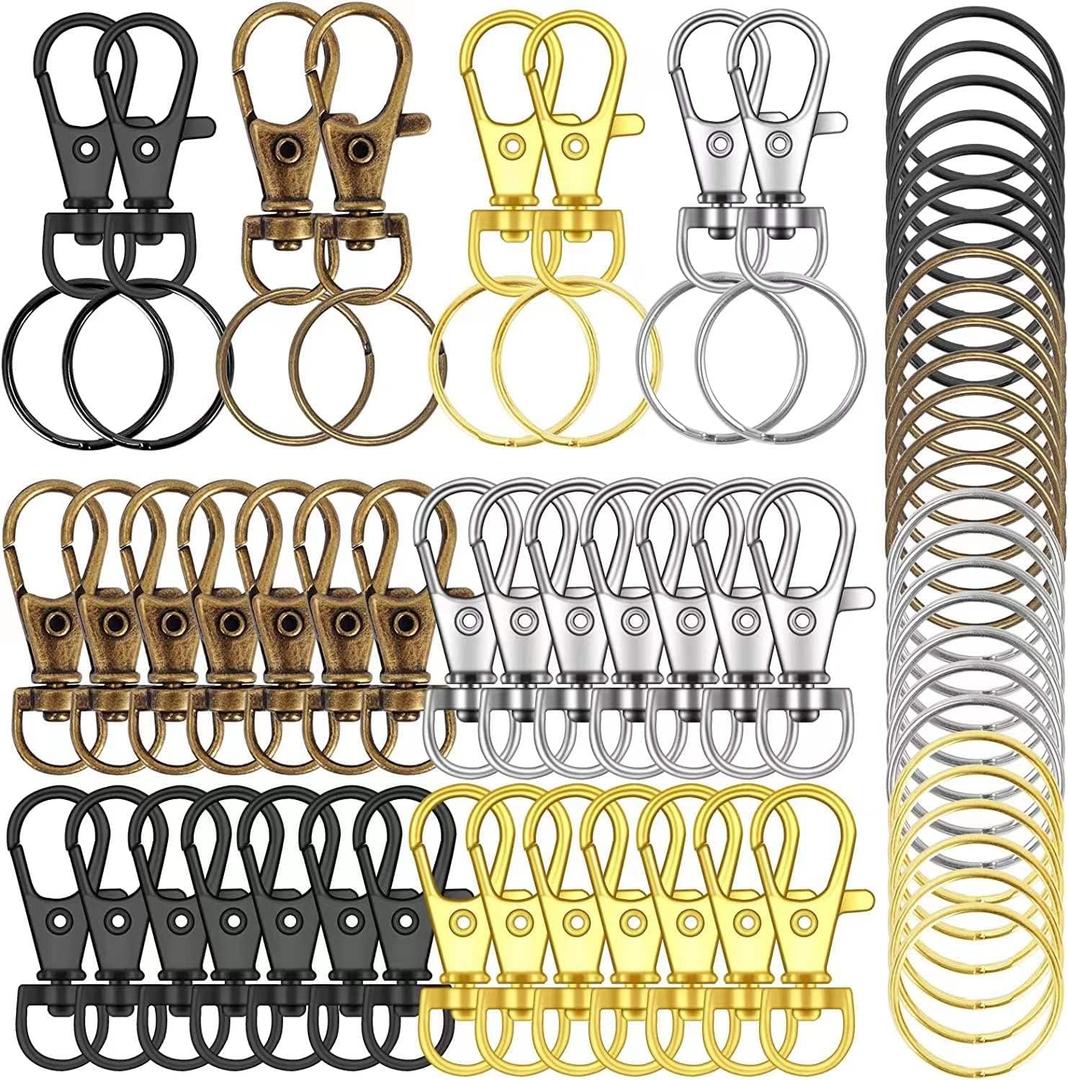 70PCS Swivel Snap Hooks with Key Rings, Metal Lobster Claw Clasp, Keychain Rings for Crafts(Mixed Color, 1.25inch(32mm)