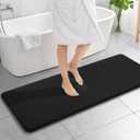 OLANLY Thick Memory Foam Bath Mat Rug 59x20, Extra Soft Absorbent Bathroom Rug, Quick Dry Bath Mats, Non-Slip, Machine Washable Carpet for Bathroom, Tub and Shower, Home Decor Accessories, Black