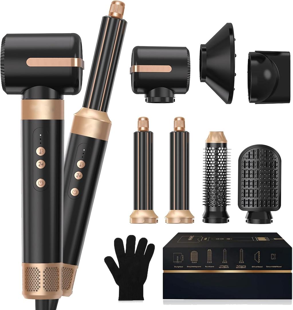 7 in One Hair Dryer Brush Blow Dryer Brush 110000 RPM Hot Air Brush Styler Auto Air Curler for Hair Curly Twist Multistyler Professional Ionic Travel Hair Styling Tool Air Styler