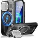 Camera Stand Case for iPhone 13 Pro Max, [Compatible with MagSafe] [Lens Cover] 2024 Version Military Grade Protective Soft Case for iPhone 13 Pro Max 6.7 inch Men Women, Black