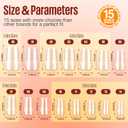 3 x MEFA 15 Sizes Short Square Nail Tips - 300 Pcs Full Cover Half Matte Press on Nails, Pre-Filed Soft Gel Nail Tips for Nail Extension Home DIY Salon Manicure