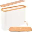Toilet Paper Storage Basket, GlamSpark Foldable Toilet Paper Storage with Bamboo Lid, Toilet Paper Organizer for up to 9-12 Rolls with Visible Window, Functional and Stylish Bathroom Organizer, Beige