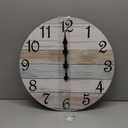 CHYLIN Wall Clock - 18 Inch Silent Non Ticking Wall Clocks Battery Operated, Wooden Rustic Farmhouse Larger Clock Decorative for Living Room, Kitchen (Blue)