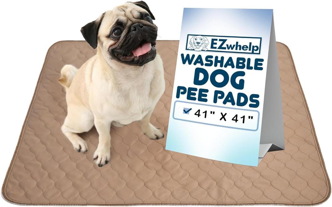 EZwhelp Reusable Dog Pee Pads - Waterproof Training Pads for Dogs - Washable & Sanitary - Rounded Corners - Laminated, Lightweight, Durable - Pet Essentials for Puppy Training and Whelping - 41" x 41"