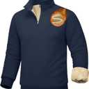 MAGCOMSEN Men's Sherpa Lined Quarter Zip Fleece Heavyweight Pullover Winter Warm Sweatshirts (Medium, Navy)