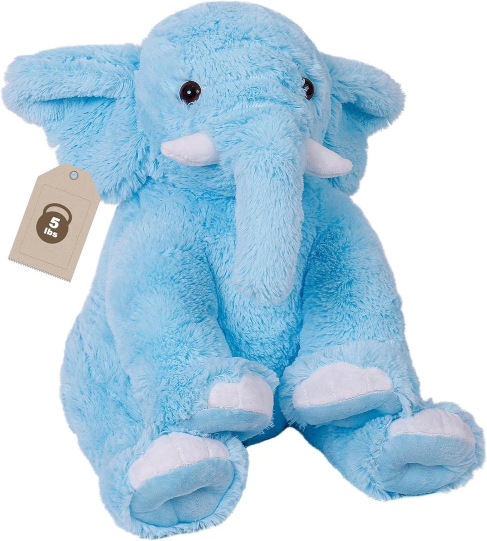 Elephant Weighted Stuffed Animals 5 lbs 16in, Weighted Plush Elephant Stuffed Animal Plushies Gifts for Kids and Adults(Blue)