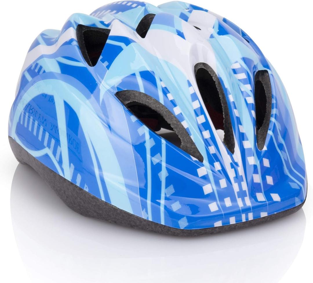 Kid Bicycle Helmets, LX LERMX Kids Bike Helmet Ages 3-5/5-14 Adjustable from Toddler to Youth Size, Durable Kids Bike Helmet with Fun Designs for Boys and Girls (Medium:5-14 years old, Blue)