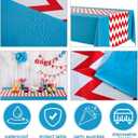 Irenare 3 Pcs Striped Tablecloth Disposable Plastic Tablecloth 54 x 108 Red and White Striped Blue Decorations Table Cover Baby Shower Party Decorations for Camping Birthday Wedding