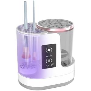 3 IN 1 Electric Makeup Brush Cleaner Machine With Makeup Brush Dryer-Holder-Portable Automatic USB Cosmetic Brushes Cleaner Tool for All Size Beauty Makeup Brush Set, Eyeshadow, Blush Brush (White)