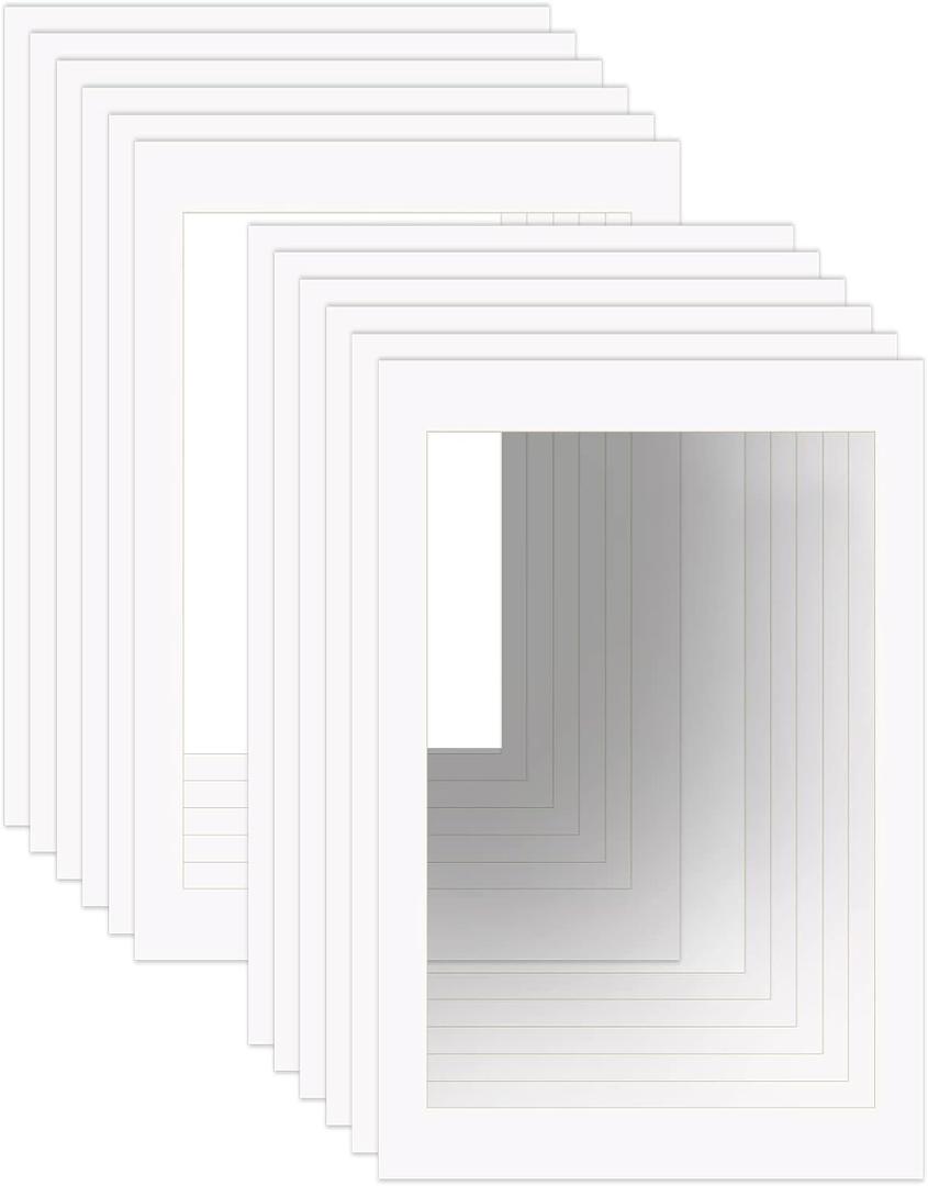ZBEIVAN 24x36 White Picture Mats for 20x30 Pictures with Core Bevel Cut Frame Mattes - Pack of 12