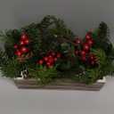 Christmas Centerpieces for Table, Mine Tree Pine Pinecones in Pot Artificial Xmas Plants with Red Seeds Eucalyptus Leaves in White Rectangular Wooden Pots for Christmas Table Decor