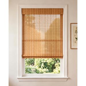 Cordless Bamboo Roman Shade, Light Filtering Blinds 23x48, Warm Brown