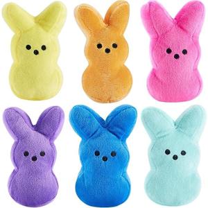 BOMBPARK 6PCS Cute Bunny Plush Toys,Easter Basket Stuffers Toys for Kids,Bunny Stuffed Animals,Easter Party Favors Gift for Girls Boys