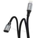 AGVEE 2 Pack 1ft Lightning Extension Cable, Braided Female to Male Extender Full Function Cord Compatible with iPhone iPad, Data Sync Video Audio & Charging Connector Adapter, Dark Gray