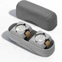 2 Slot Watch Travel Case for Men, Portable Silicone Watch Storage Box and Organizer with Removable Pillows, Fit for Wristwatches and Smart Watches up to 50mm, Anti-scratches and Protection