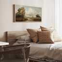 VIYYIEA Large Framed Canvas Wall Art, 20x40in, Rustic Country Landscape Art Painting for Living Room Bedroom Office, Above of Bed Neutral Retro Vintage Nature Decor, Big Horizontal Artwork