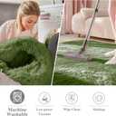 Olanly Green Round Rugs for Bedroom - Machine Washable, 5 ft Circle Area Rugs for Living Room, Soft and Fluffy Shaggy Carpet for Teen Girl and Boys, Nursery Rooms, Dorms, Home Decor Aesthetic