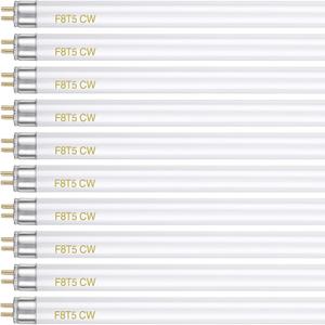 Hiboom 10 Pack F8T5/CW 4100k Fluorescent Light Bulbs 12 Inch T5 8 Watt Under Cabinet Bulb Cool White, G5 Mini Bi Pins Base 420 Lumen Replacement Tube for Under Cabinet, Kitchen, RV, Closet