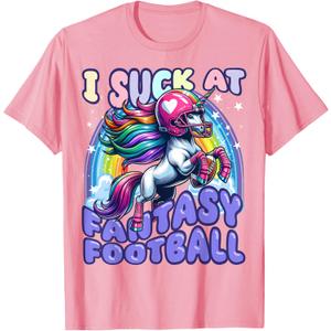 I Suck at Fantasy Football Unicorn Rainbow Loser Men T-Shirt (Medium)