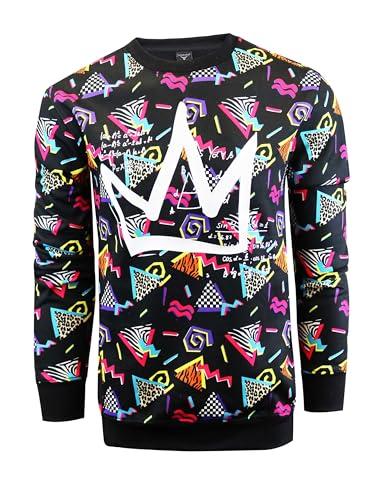SCREENSHOT BGroup Soft Fleece Modern Crew Neck Sweatshirt B11963-Black/Pop- Medium