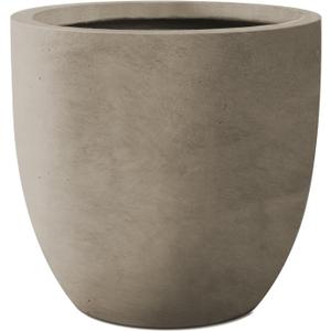 Kante 13.4" Dia Round Concrete Planter, Large Outdoor Modern Indoor Decorative Plant Pots with Drainage Hole and Rubber Plug for Home and Garden, Weathered Concrete