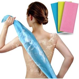 ARCH&M Exfoliating Washcloth Body Scrubber Back Scrubber for Shower Japanese Beauty Washcloth Bath Wash Cloth Korean Exfoliation Luffah Towel Net Sponge Loofah Body Scrub 3 Pack