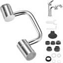 Flexiflow 1080Rotatable Faucet Aerator, New Rotating Faucet Extender, U Shape Faucet Extender for Bathroom Sink/Kitchen, 2 Sprayer Modes, Multiple Adapters,Universal for Internal/External Thread