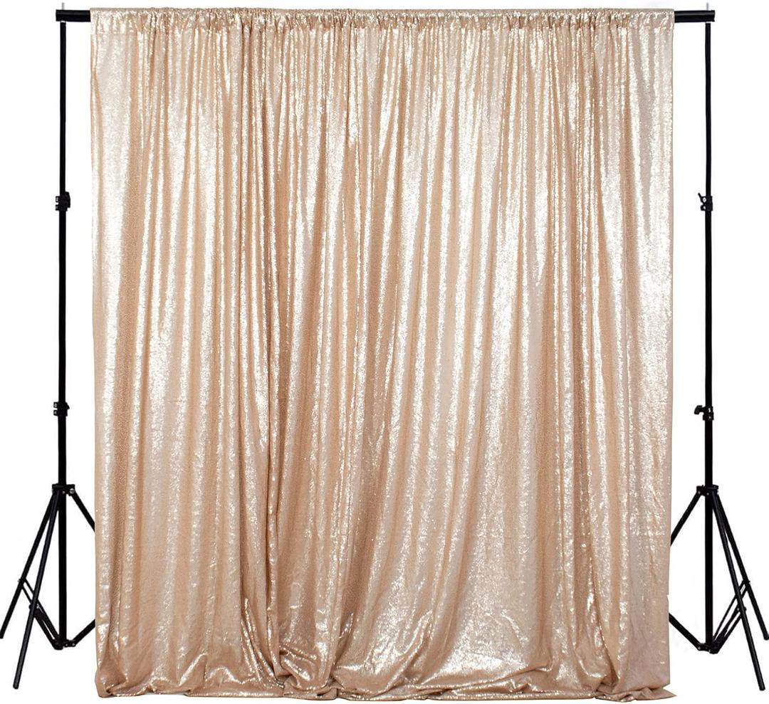 ShinyBeauty Sequence Backdrop Champagne 8FTx10FT Sequin Photo Backdrop Sequin-Backdrop-Curtain Elegant Backdrops 8x10-0827E