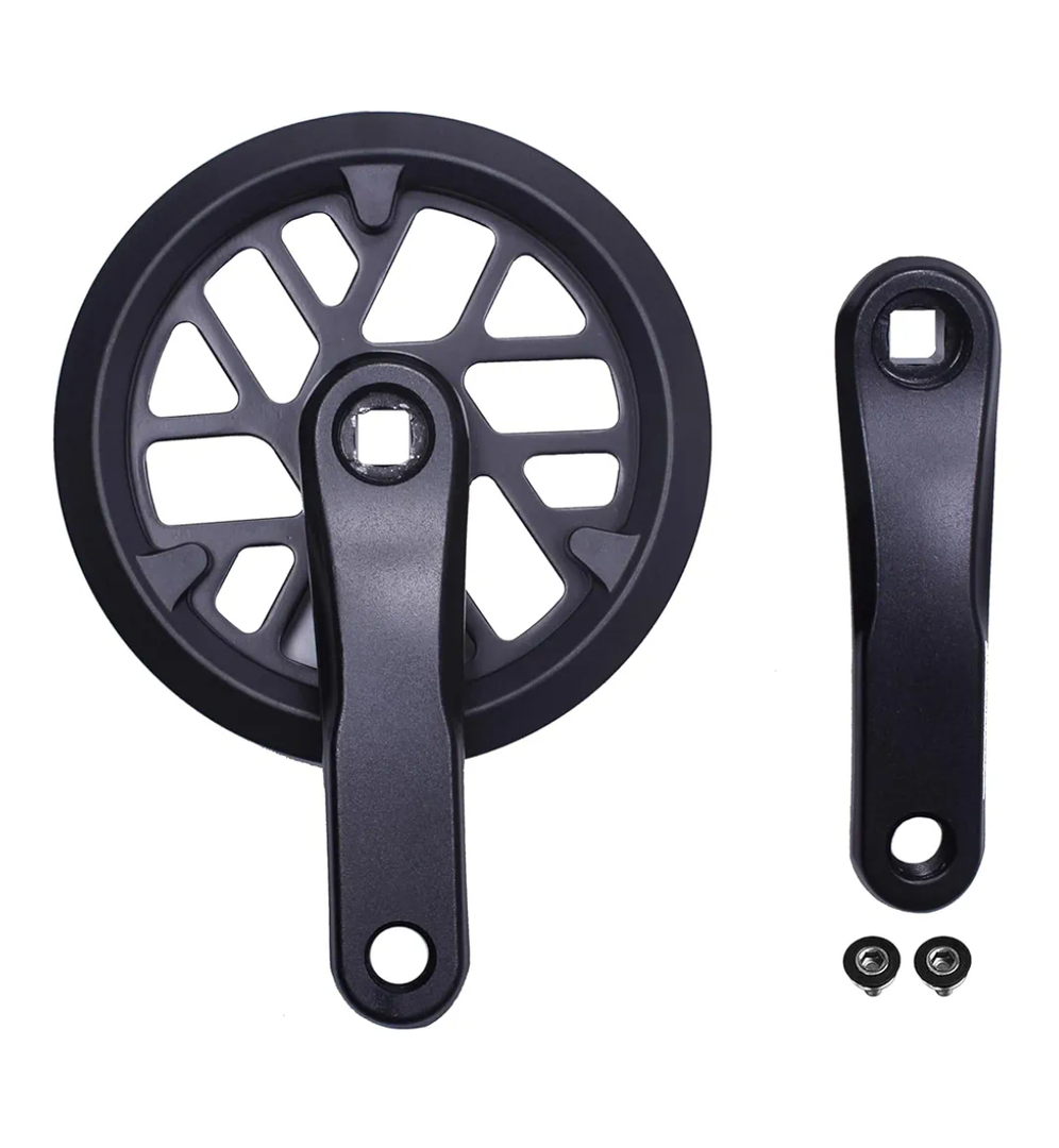 PROWHEEL Junior & Kids Crankset Square Hole Bike Crank Arm Set,Double ChainWheel and Replacement Chain Guard, 6.5"