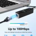 USB C to Ethernet Adapter, USB Type-C (Thunderbolt 3/ 4) to RJ45 LAN Dongle with 5Gbps USB-A 3.0/ USB-C Data Port, Plug & Play Network Converter for MacBook, iPad, iPhone 15/ 16, Laptops, Headphones, Android